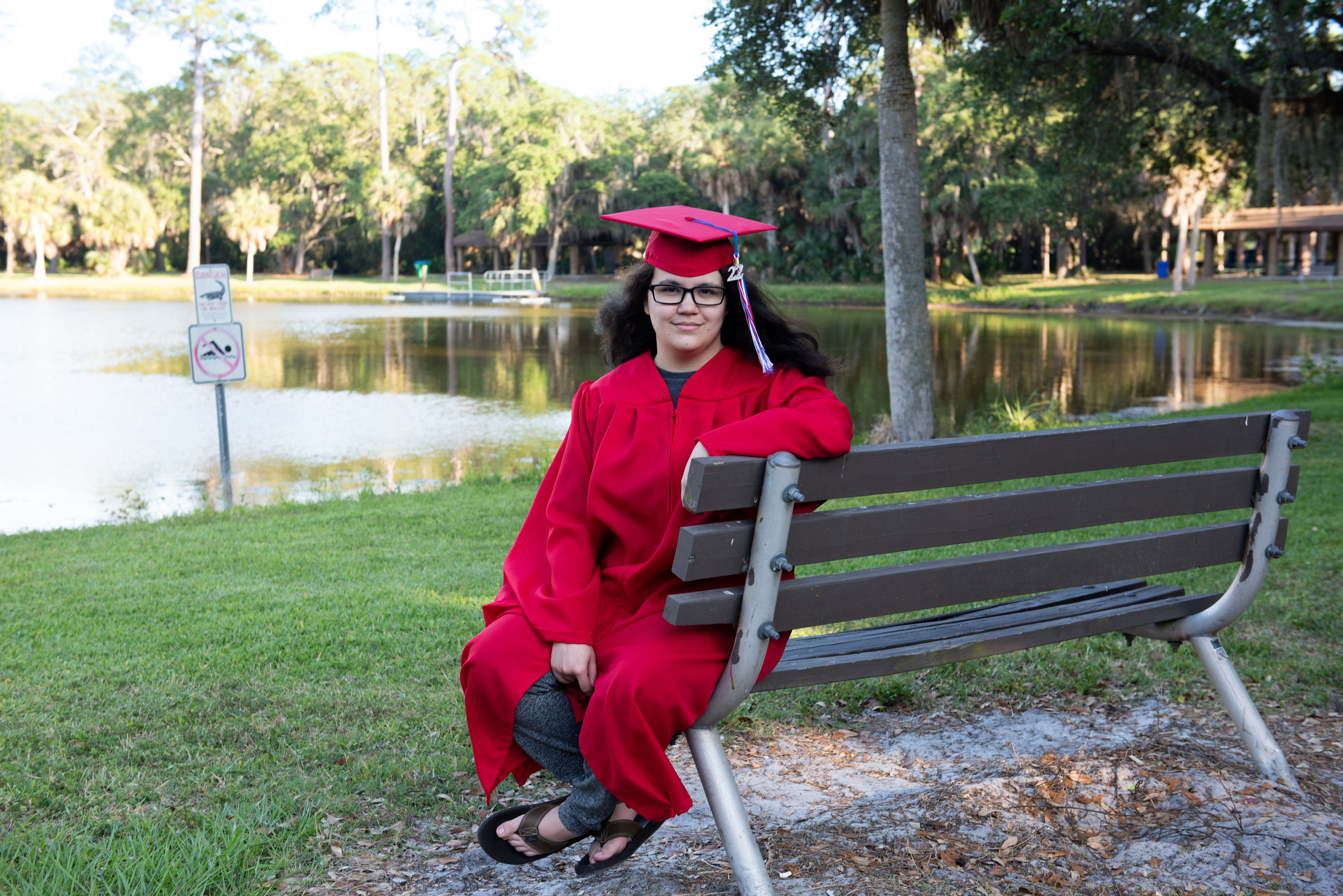 Senior portrait at Crest Lake Park New Port Richey Florida